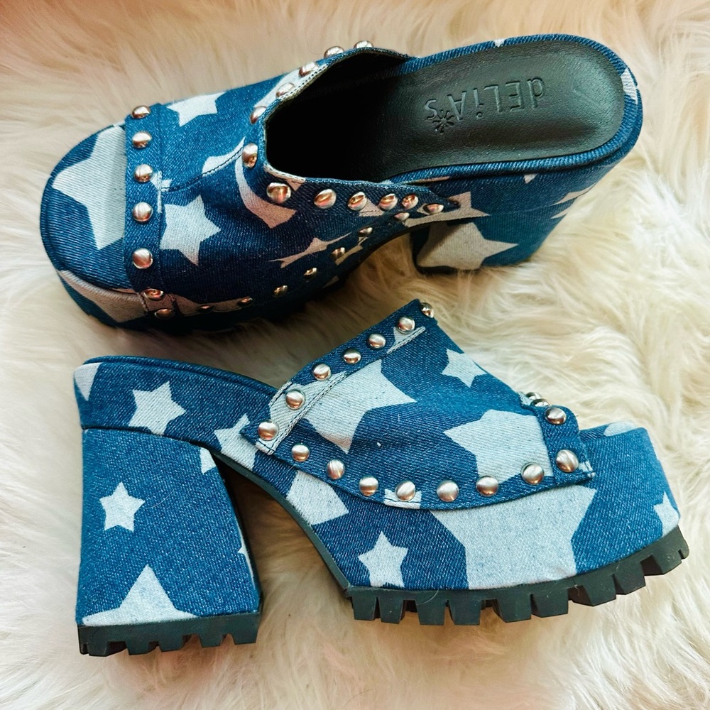 dELiA's Blue Star Studded Women's Platform Shoes Delias Dolls Kill